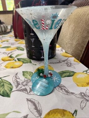 Lolita Light Blue 'Believe' Glitter Martini Glass